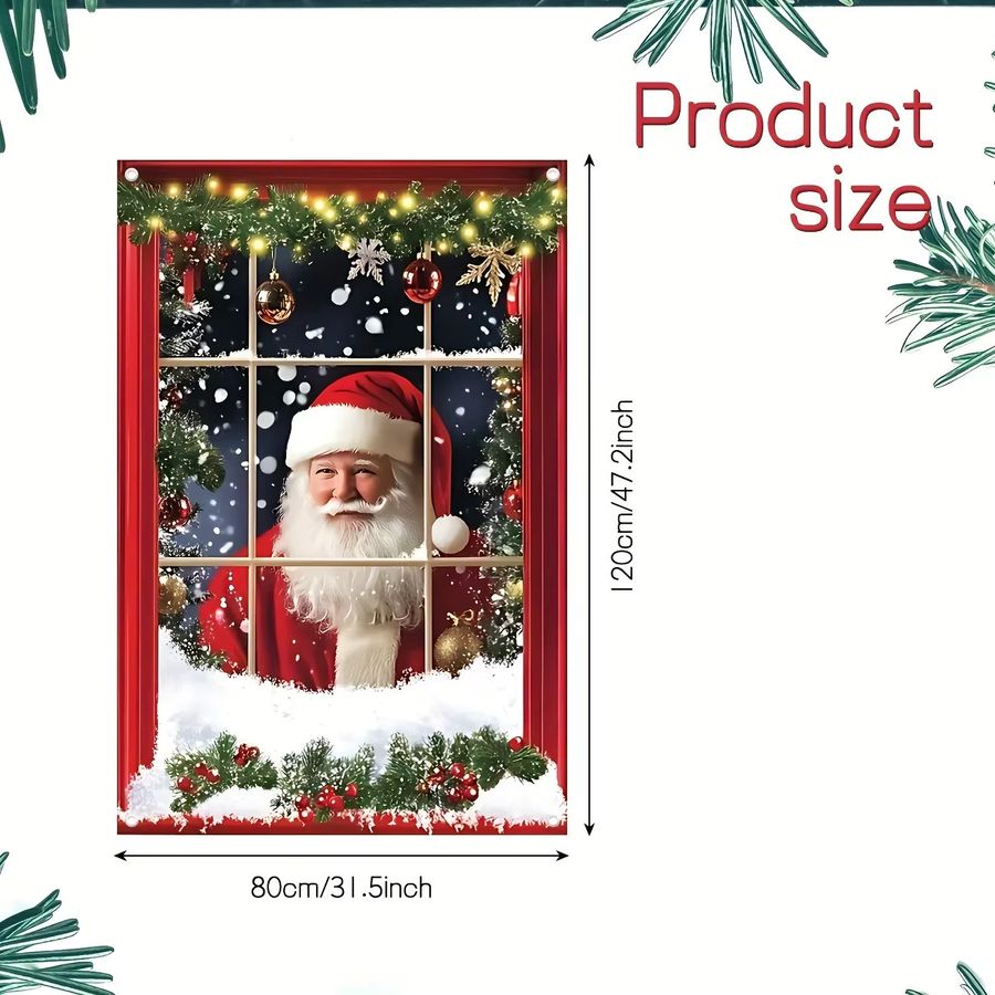 VIKAMA Weihnachts-Fensterabdeckung mit Weihnachtsmann als Party-Dekoration für Innen und Außen, Breite: 80 cm, Höhe: 120 cm - Bild 3