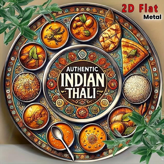 CIFBUY Vintage Indian Thali Wandkunstschild aus Aluminium, kreisförmiges Metallschild in Multicolour, Durchmesser: 20 cm - Bild 1
