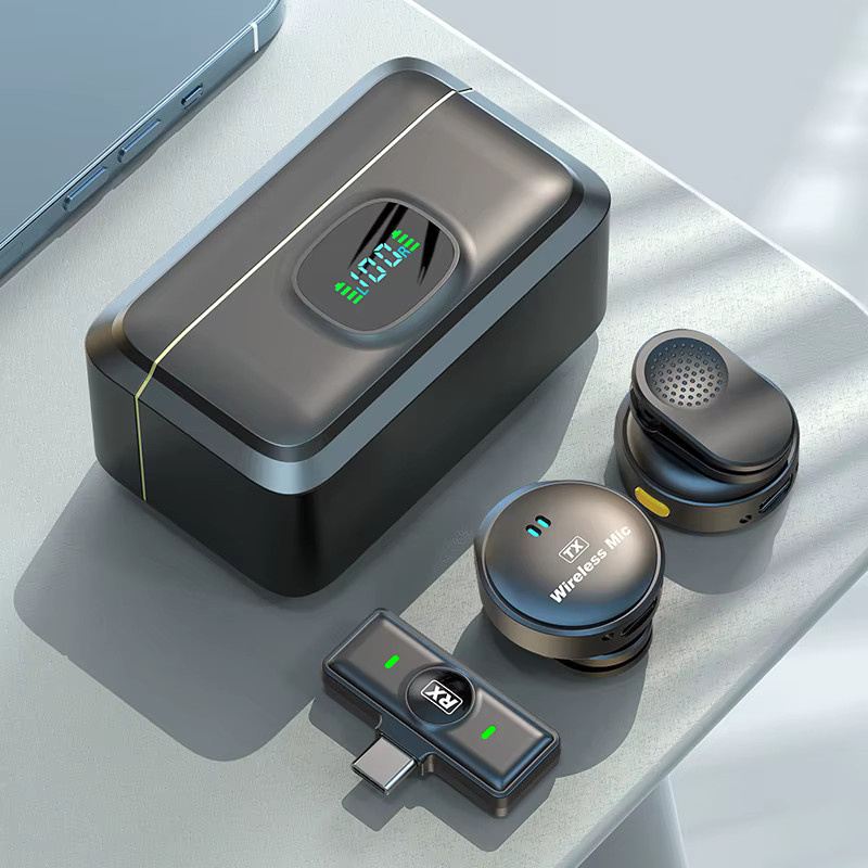 AyeBeau Dual-Funk-Lavalier-Mikrofon Set mit Ansteckmikrofon für iPhone, Android und PC, Schwarz, USB-C - Bild 3