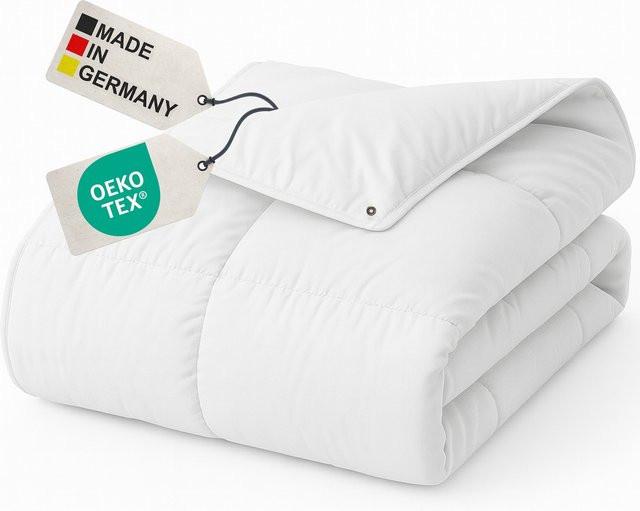 NYVI 4-Jahreszeiten Bettdecke Deluxe Mikrofaser Feinbatist mit Peach Touch als 3in1 Sommerdecke, Übergangsdecke und Winterdecke, Farbe: Weiß, B/T: 155 x 220 cm - Bild 1