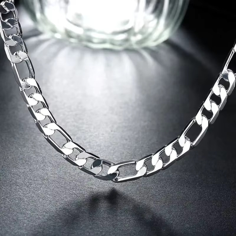 URBABY Halskette, 925 Silber, kubanische Kette, 12 mm, Herren, 45,7–76,2 cm - Bild 3