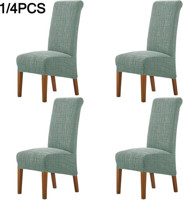 WANERQU Jacquard-Stuhlbezug für Esszimmerstühle, dehnbar und rutschfest, Farbe: Grün - Bild 1