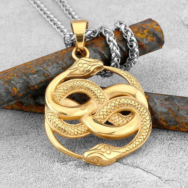 Rui Di Halskette Ouroboros Schlange, Edelstahl, Schwarz, Herren - Bild 1