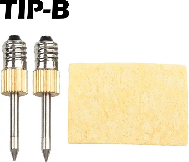 DAZZLEEX Lötwerkzeug-Set mit 2 Lötkolbenspitzen und 1 Schwamm, USB-Lötspitze mit E10-Schnittstelle, Farbe: Silber - Bild 1