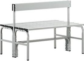 Sypro Umkleidebank aus Edelstahl und Aluminium mit Rückenteil, Breite: 150 cm, Farbe: Lichtgrau - Bild 1