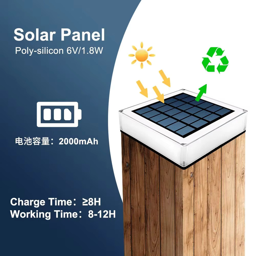 Crepow Solar LED Post Licht mit 7 Farben für Garten und Zaun, Multicolor, Modern Square Design - Bild 3