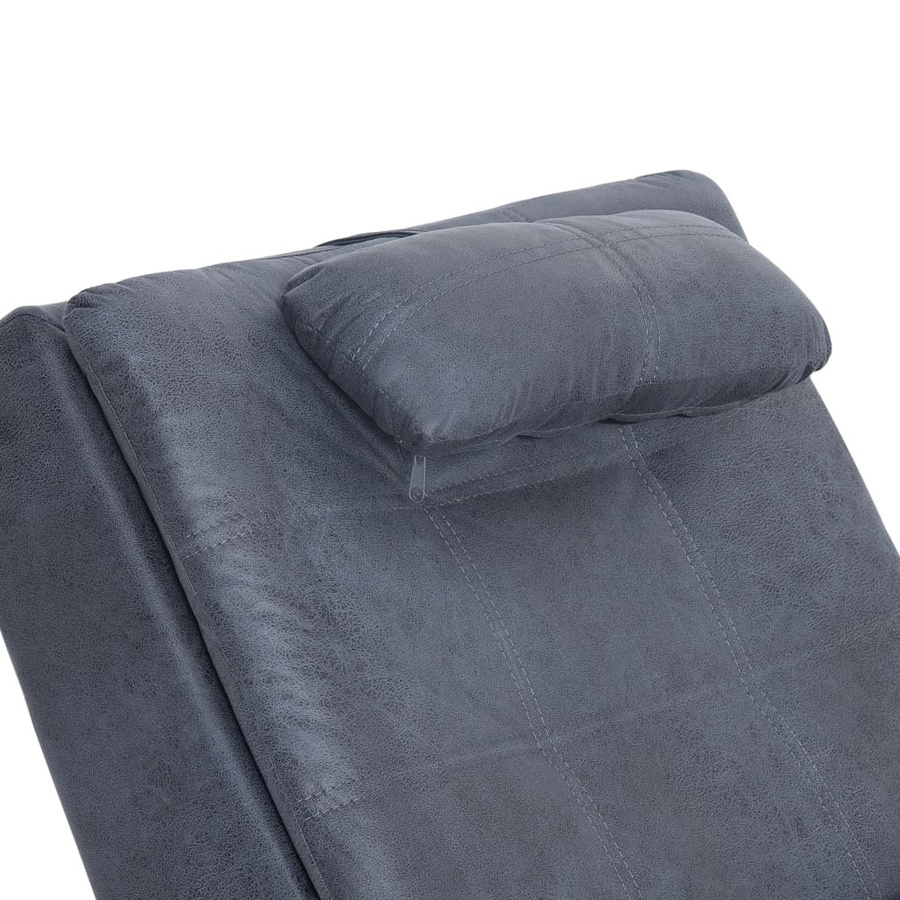 vidaXL Massage Chaiselongue mit Kissen in Grau aus Kunstwildleder mit verstellbarer Kopfstütze und ergonomischer Form - Bild 5