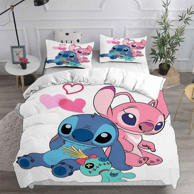 Lilo & Stitch Bettwäsche-Set aus Mikrofaser mit Motiv, Blau, B/H: 200 x 200 cm - Bild 1