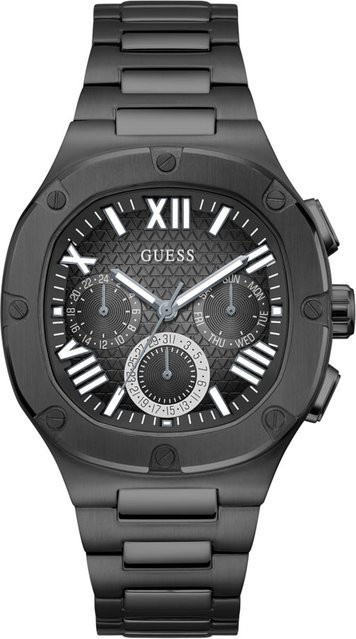 Guess Herrenuhr, Quarz, Edelstahl, 42 mm, Grau, Schwarz - Bild 1