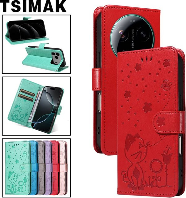 Lederhülle für Xiaomi in Rot als Flip Wallet Handyhülle - Bild 1