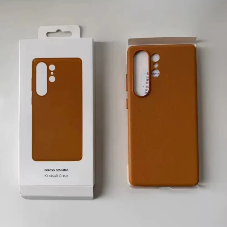 Luxuriöse Samsung S25 Ultra Plus Handyhülle aus echtem Leder in Blau mit magnetischer Funktion für kabelloses Laden und stoßfestem Schutz - Bild 1