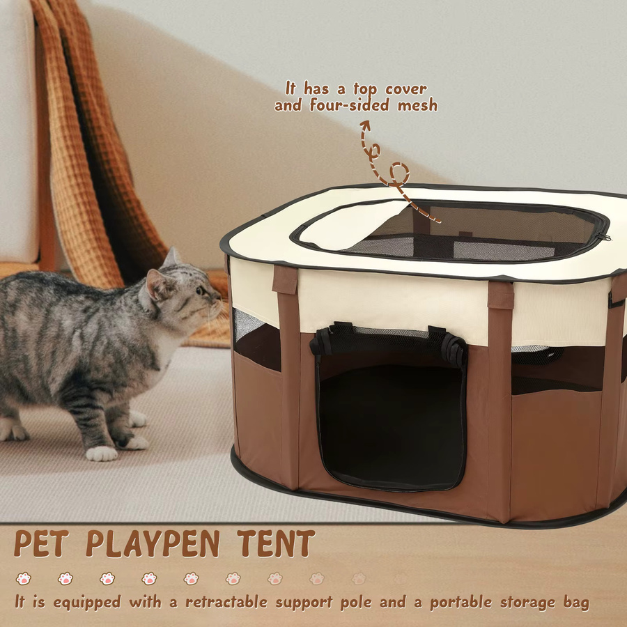 Willstar Faltbares Katzen- und Hundenest in Grau mit Dachkette und wasserdichtem Haustierzelt als tragbarer Laufstall - Bild 4