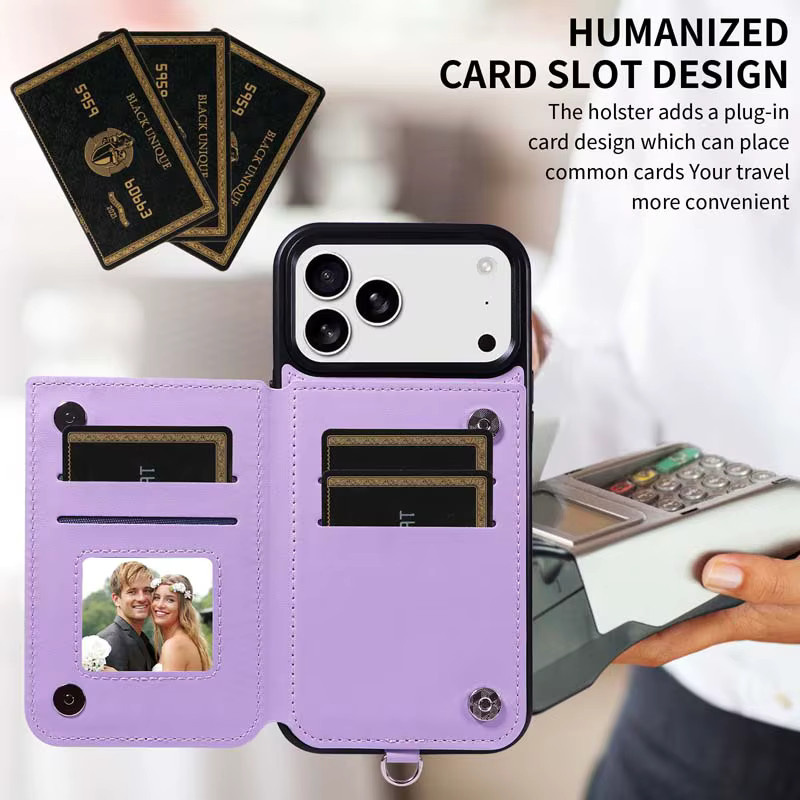 Magnetische Leder-Handyhülle für iPhone 17 Pro Max als Flip Wallet Cover mit Kartensteckplatz in Schwarz - Bild 2
