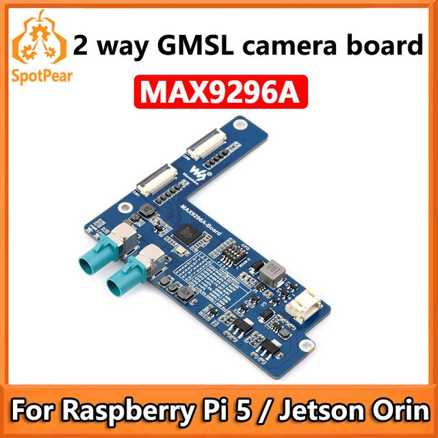 Spotpear MAX9296A GMSL-Kamera-Adapterplatine in Blau für Raspberry Pi 5 und Jetson Orin Nano/NX mit 2-Kanal-Hochgeschwindigkeits-Übertragung - Bild 1