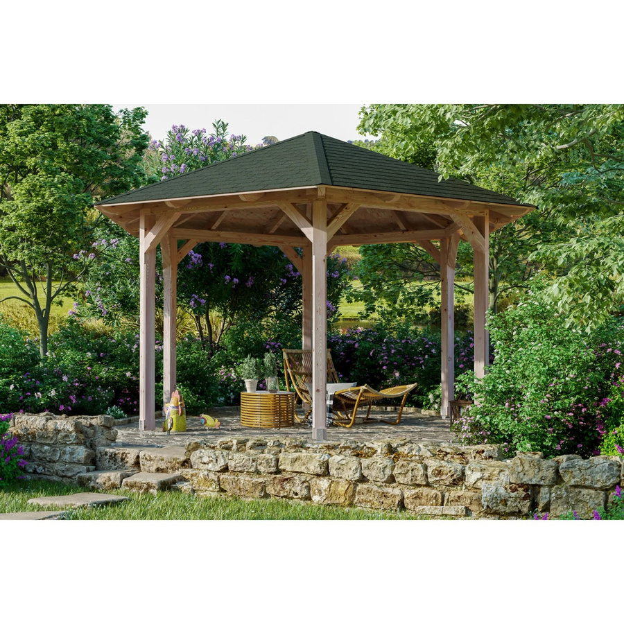 SKANHOLZ Pavillon Colmar 3 aus Douglasie Vollholz, sechseckig, beige, B/T/H: 480 x 416 x 316 cm - Bild 2