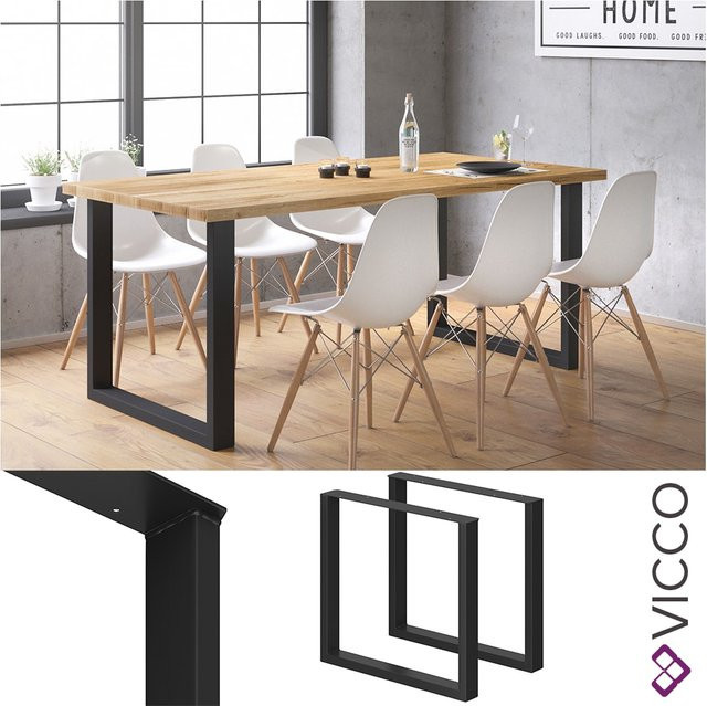 Vicco Tischbeine Loft Tischkufen im 2er Set, pulverbeschichtet, Schwarz, Höhe: 72 cm, Breite: 80 cm - Bild 1