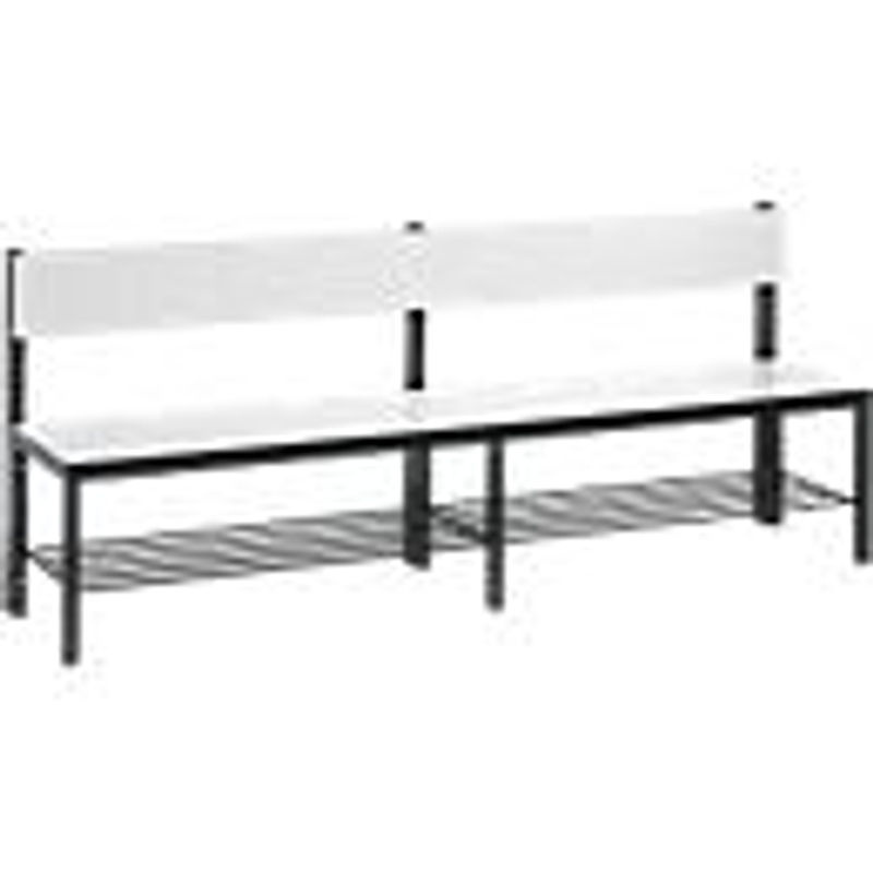 C+P Sitzbank Basic Plus mit Rückenlehne und Schuhrost, Farbe Schwarzgrau und Weiß, H: 79,6 cm, B: 196,0 cm, T: 40,7 cm - Bild 2