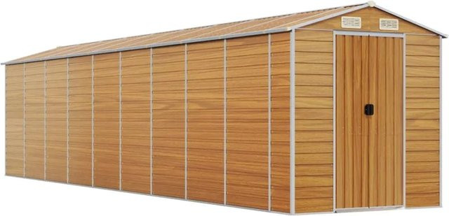 vidaXL Gerätehaus aus verzinktem Stahl in Braun, B: 810 cm, T: 191 cm, H: 198 cm - Bild 1