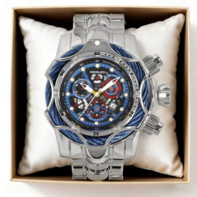 MEIRUIQI Armbanduhr Edelstahl, Quarz, Silber, Herren - Bild 2