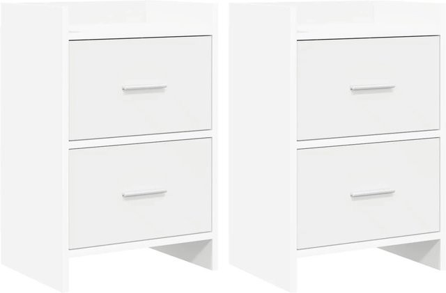 vidaXL Nachttische 2er-Set Weiß aus Holzwerkstoff, modern, B/T/H: 40 x 30 x 60 cm - Bild 1