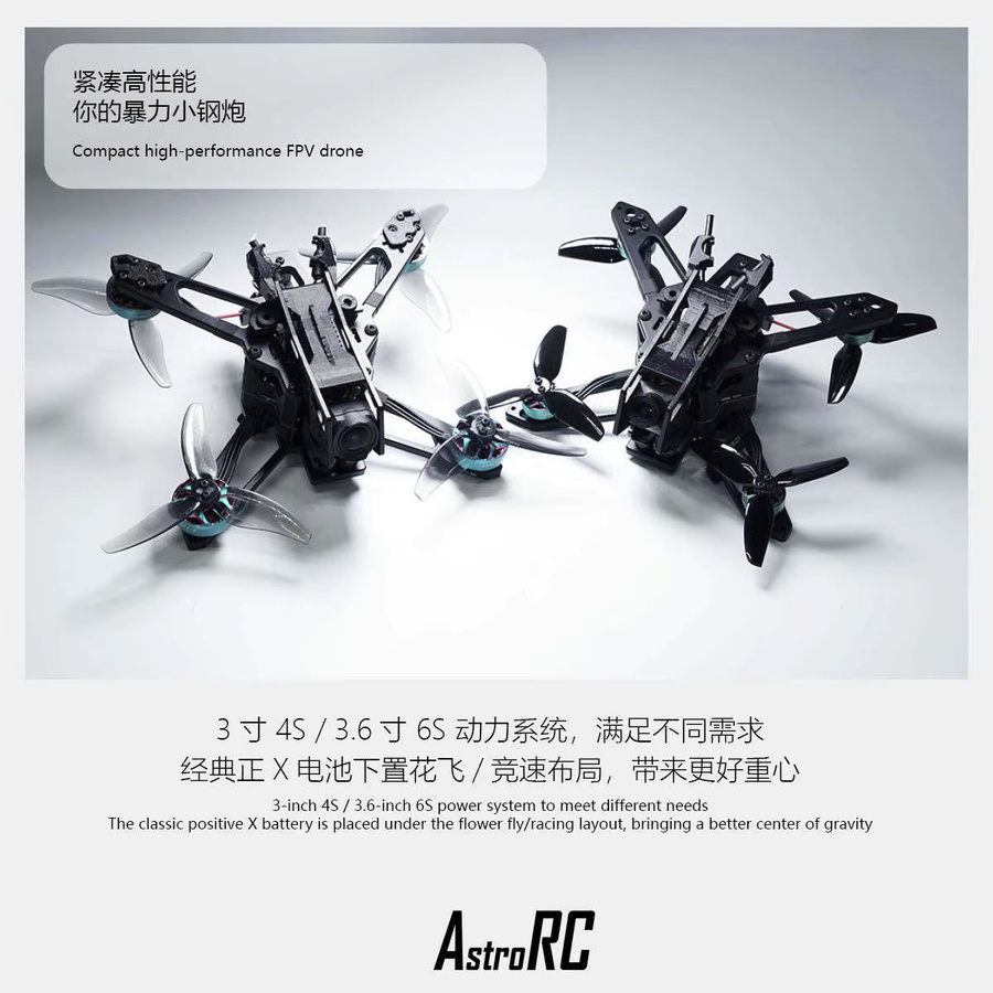 AstroRC Shuttle V2 Toothpick FPV Freestyle Rahmen in Schwarz, kompatibel mit O4 Air Unit, Radstand 3 bis 3,6 Zoll - Bild 3