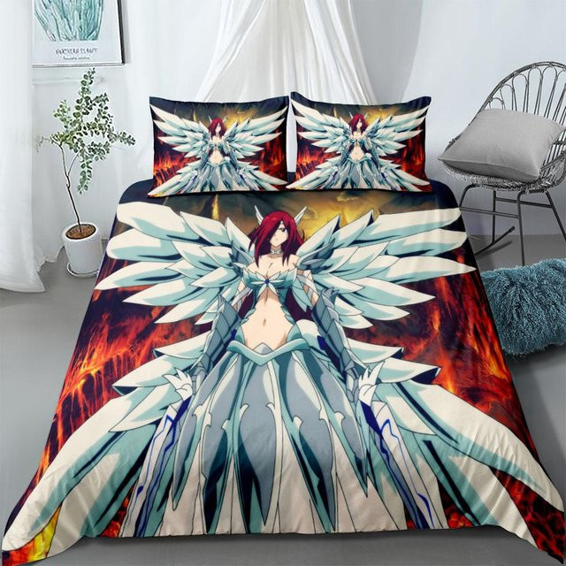 Jinmeige Anime Fairy Tails Kinderbettwäsche-Set mit Igel-Motiv, Blau, B/H: 230 x 230 cm - Bild 1