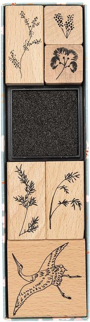 Rico Design Paper Poetry Stempelset Jardin Japonais Kranich in Schwarz - Bild 1