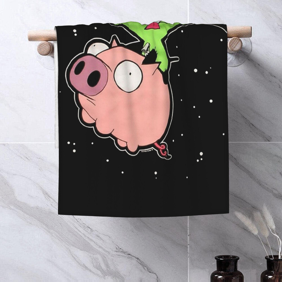 Ka Chen Muxi Invader Zim Kunst Gesichtstuch aus Baumwolle, schnelltrocknend und saugfähig, weiß/mehrfarbig, B: 30 cm, H: 60 cm - Bild 4