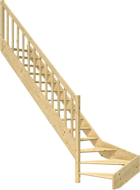 Dolle Raumspartreppe Paris 1/4-gew. Links aus Fichte mit Rechteckstabgeländer in Braun für eine Raumhöhe bis 318 cm - Bild 1