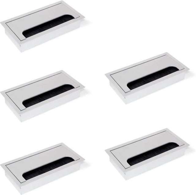Emuca Satz von 5 Kabeldurchführungen für Quadrum Tisch, Unterputzmontage, Aluminium Matt Eloxiert, Silber, B/T: 15,9 x 8,0 cm - Bild 1