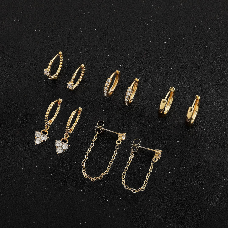 YIRAN Jewelry Creolen Set, Gold, Zirkonia, Kristall, Perle, Damen - Bild 2