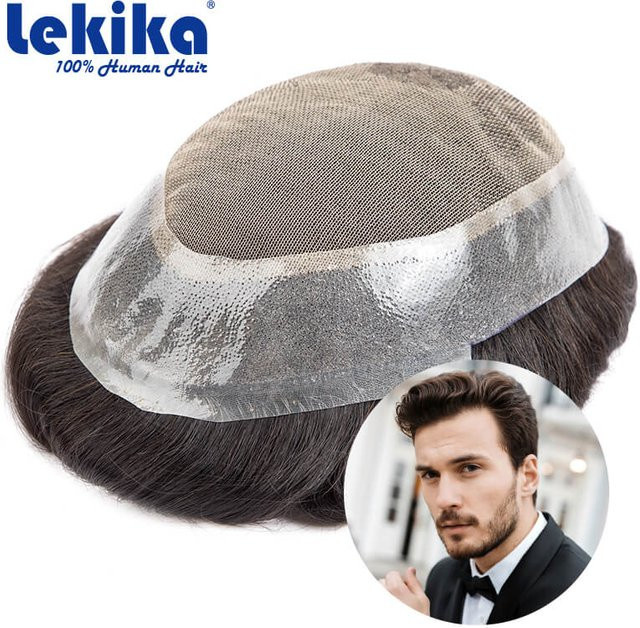 lekika Echthaar-Perücke für Herren mit Spitze und PU-Basis - Bild 1