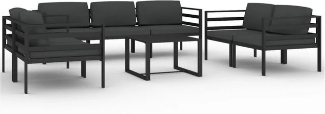 vidaXL 8-tlg Garten-Lounge-Set L-Form aus Aluminium in Anthrazit mit UV-beständigen Polsterkissen - Bild 1