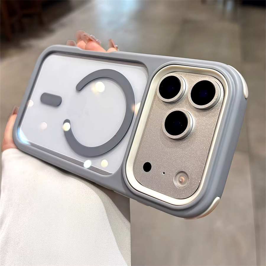 Lolozzx Transparente MagSafe-kompatible Schutzhülle für iPhone, Rutschfester Stoßfänger-Schutz, Grau - Bild 3