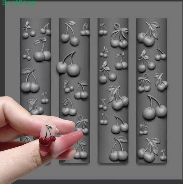 itaria Victoria Parque3D Silikon-Nagelkunstform, Rose, Blume, Schmetterling, Kirsche - Bild 1