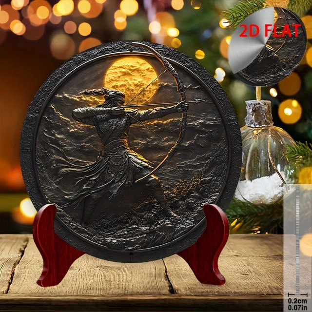HELLOYOUNG Archer Aluminiumschild Rund in Schwarz als Vintage Metall-Wandkunst - Bild 1