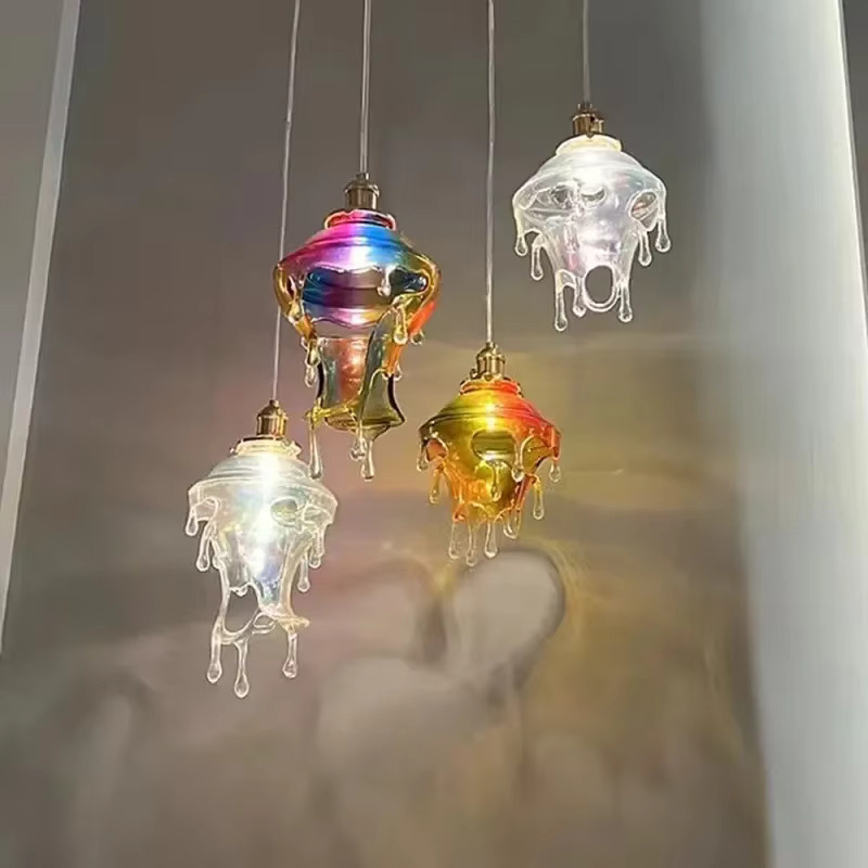 JIANKEXING LED-Pendelleuchte im Tropfen-Design aus Glas, Designer-Kronleuchter in Gold/Messing für Wohnzimmer und Schlafzimmer, warmweißes Licht - Bild 2
