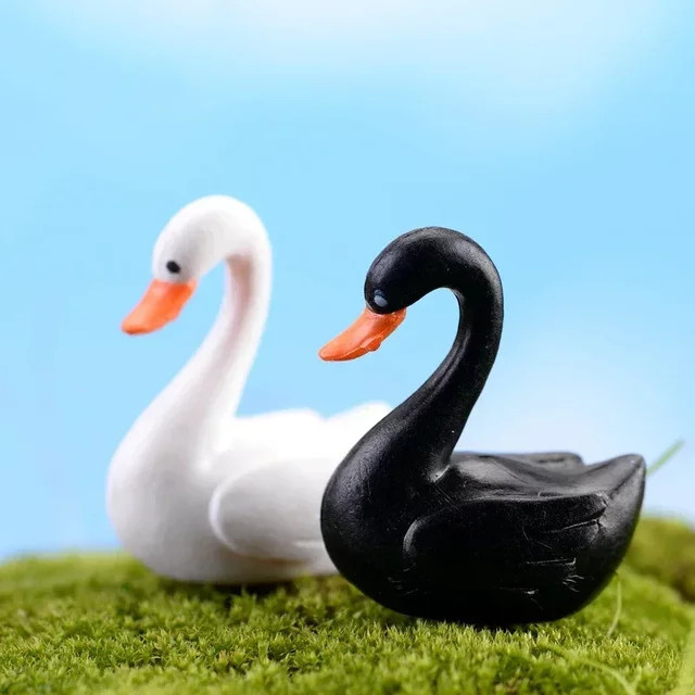 MINIDEAL Schwan Garten Dekorationen, Miniatur Figur, 10-teiliges Set, Weiß Schwarz - Bild 1