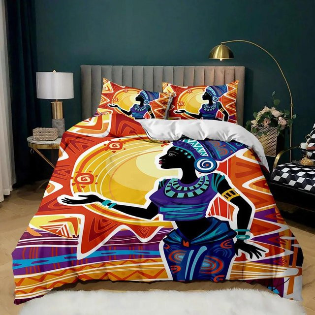 Bettwäsche-Set Your Warm Home mit afrikanischem Streifenmuster in Multicolour, ethnisch und exotisch, aus Polyester, bestehend aus 1x Bettbezug und 2x Kissenbezügen, Breite: 133 cm, Länge: 218 cm - Bild 1