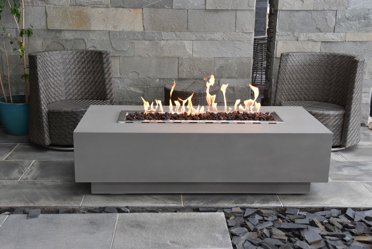 Elementi Gasfeuerstelle Granville als Gas-Feuertisch in Beton-Optik Grau aus Faserbeton und Edelstahl, B/T/H: 70 x 70 x 43 cm - Bild 4