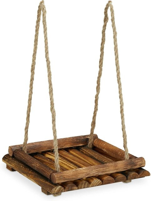 Relaxdays Vogelfutterstation aus Holz in Braun, aufhängbar, B/T/H: 42 x 25 x 25 cm - Bild 1