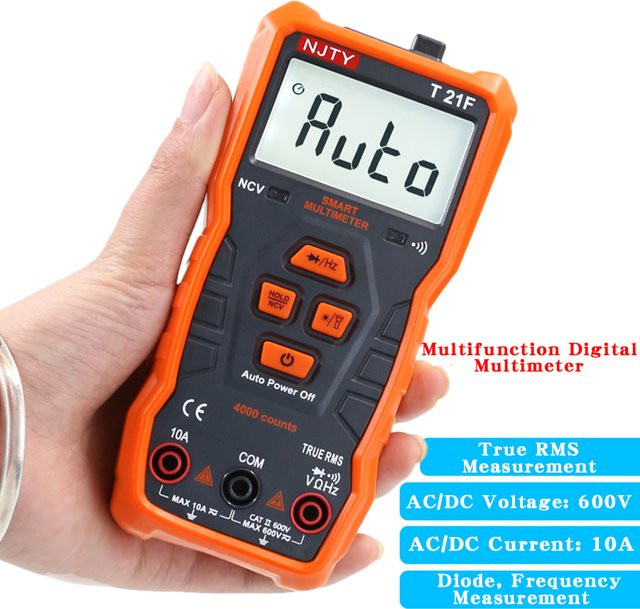 Njty T21F Digitales Multimeter mit Überlastschutz für Elektriker und Haushalt in Orange - Bild 1
