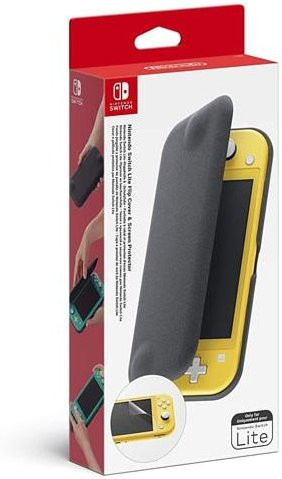 Nintendo Switch Lite Klapphülle und transparente Schutzfolie in Grau - Bild 1