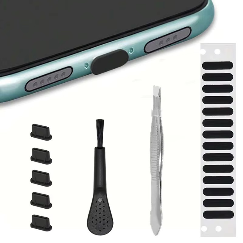 21-teiliges Universal Handy Reinigung Kit für USB-C Anschlüsse und Lautsprecher in Schwarz - Bild 2