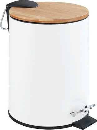 WENKO Kosmetikeimer mit Trittmechanismus und Soft-Close in Weiss, Volumen: 3 l, B: 21,0 cm, T: 23,5 cm, H: 17,0 cm - Bild 1