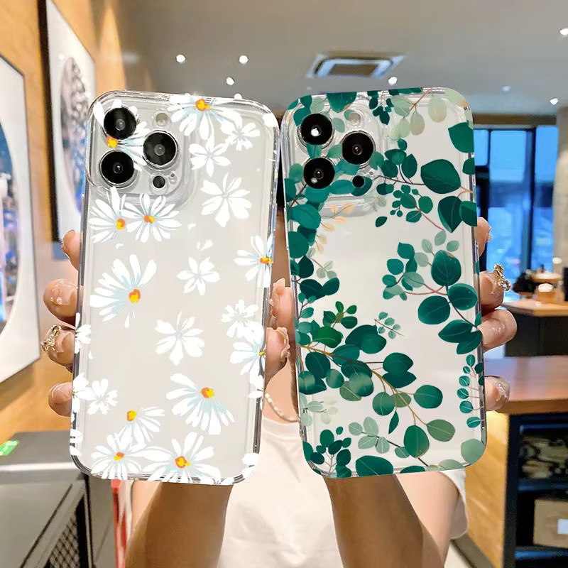 Silikon Handyhülle mit Blumen-Blätter-Design für Xiaomi Redmi Note 13 12 12S 11 11S 10 10S Pro Plus 5G sowie Redmi 13C 12C 4G Turbo 3 in Transparent - Bild 2