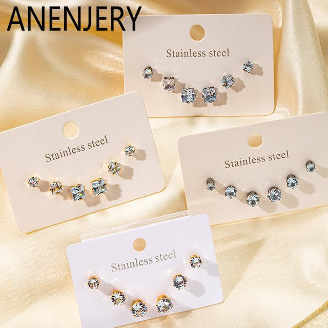 Anenjery Ohrring, Edelstahl, Silber, Zirkonia, Damen - Bild 1