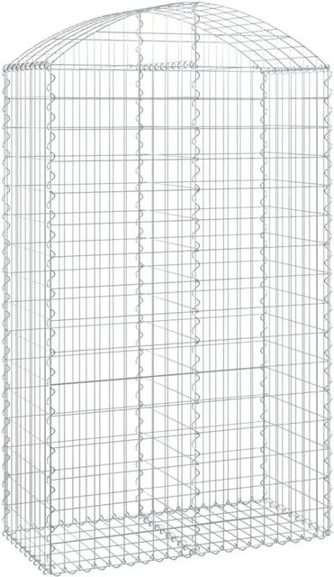 vidaXL Gabione mit Hochbogen aus verzinktem Eisen in Silber, B/T/H: 100 x 50 x 160/180 cm - Bild 1