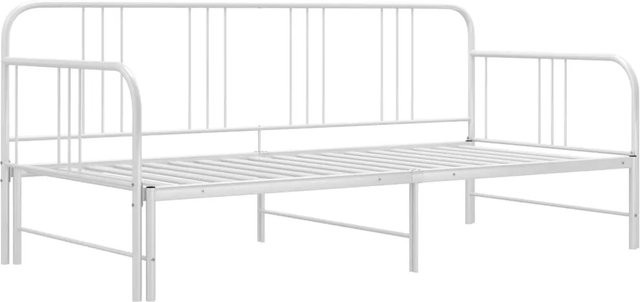 vidaXL Ausziehsofa Bettgestell aus pulverbeschichtetem Metall in Weiß, B/T/H: 90 x 200 cm - Bild 1