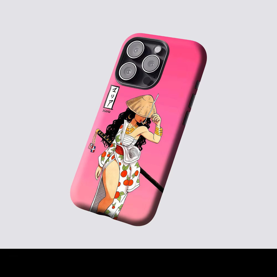 Aurbe Matte 2-in-1 MagSafe Hülle Samurai Chic Maria für iPhone 17 16 15 14 Plus Pro Max in Pink - Bild 2